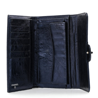 Chanel Metallic Aged Calfskin Quilted Reissue Long Flap Wallet Dark Navy Blue 5 of 10