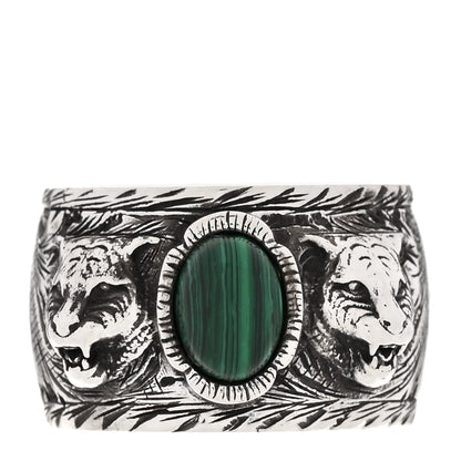 Gucci Sterling Silver Resin Feline Garden Ring 60 9 Green 1 of 5