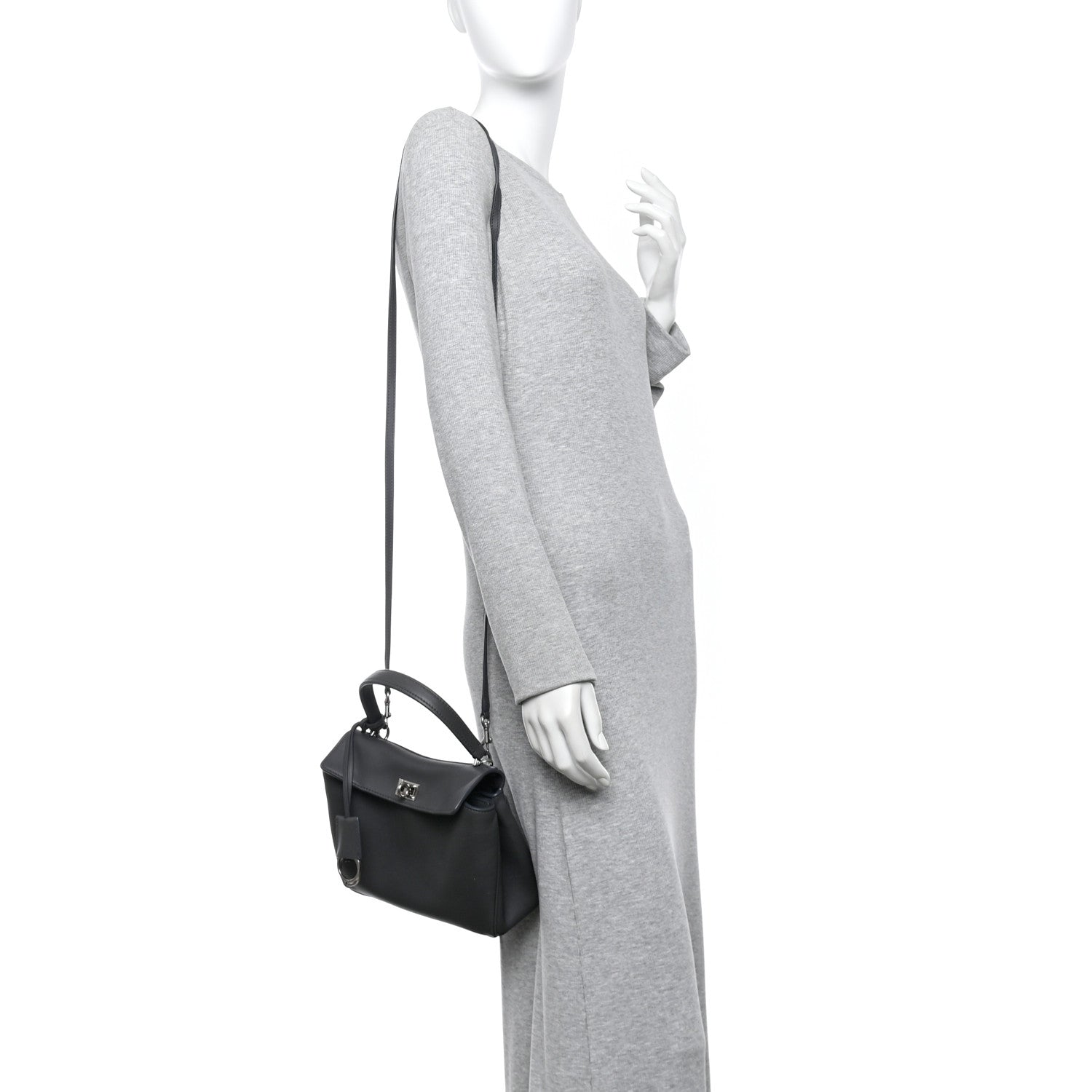 Balenciaga Natural Smooth Calfskin Mini Rodeo Top Handle Handbag Grey 2 of 11