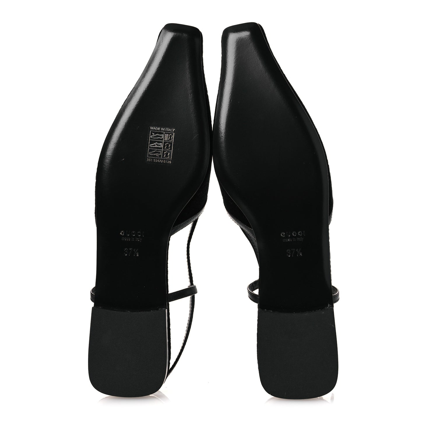 Velvet GG Monogram Slingback Ballet Flats 37.5 Black