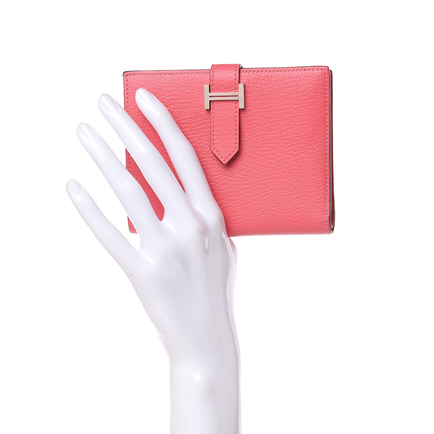 Hermes Chevre Mysore Bearn Compact Wallet Rose Lipstick 2 of 11