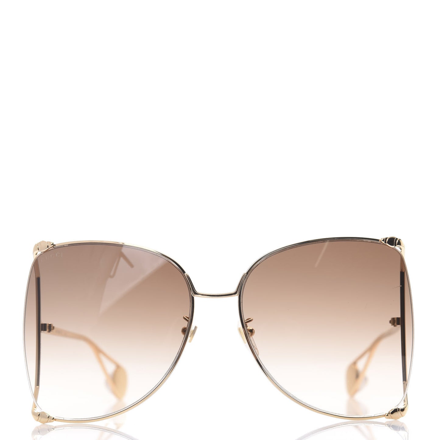 Oversized Round Sunglasses GG0252S Gold Brown