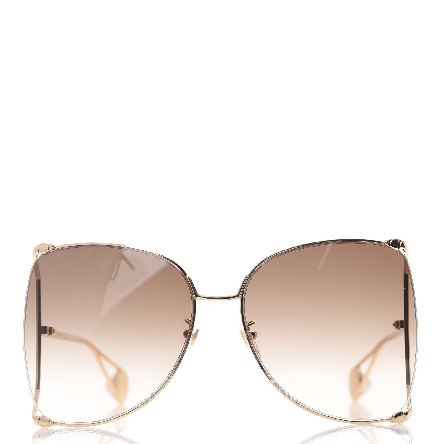 Gucci Oversized Round Sunglasses GG0252S Gold Brown 2 of 7