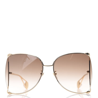 Gucci Oversized Round Sunglasses GG0252S Gold Brown 2 of 7