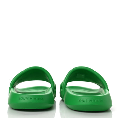 Louis Vuitton Rubber Embossed Monogram Mens Waterfront Mules 40 Green 5 of 10