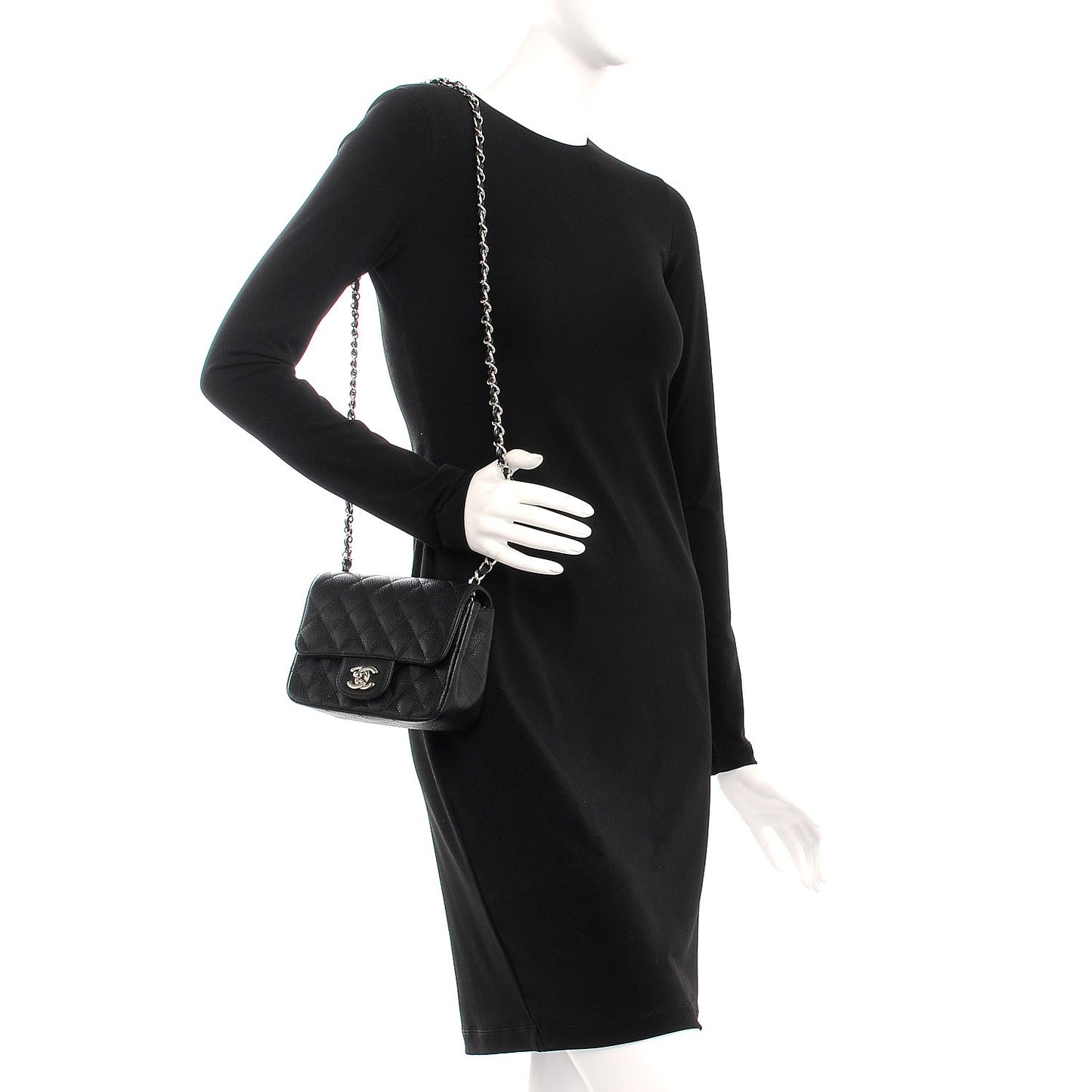 Caviar Quilted Mini Square Flap Black
