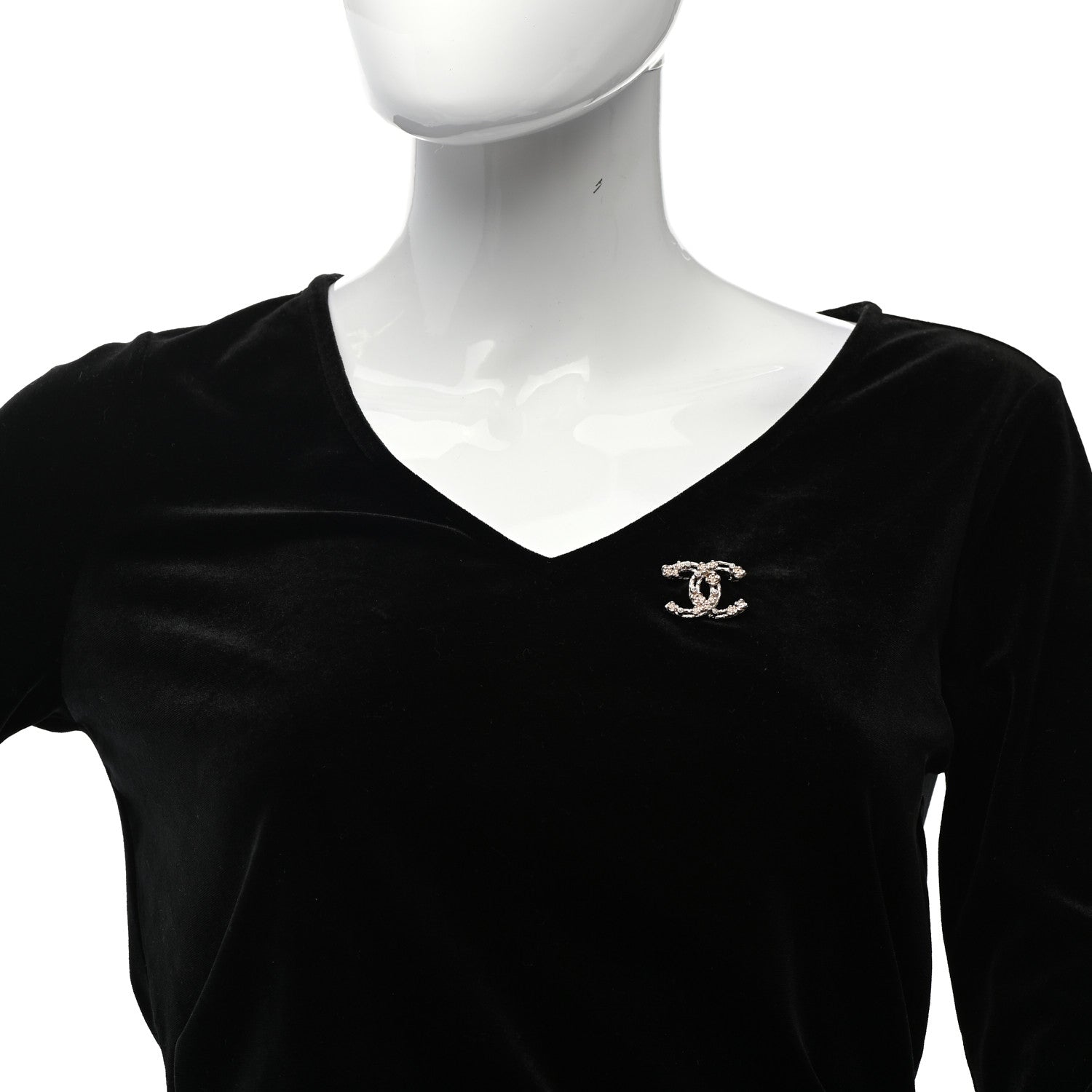 Chanel Metal Crystal Camellia CC Brooch Light Gold 2 of 4