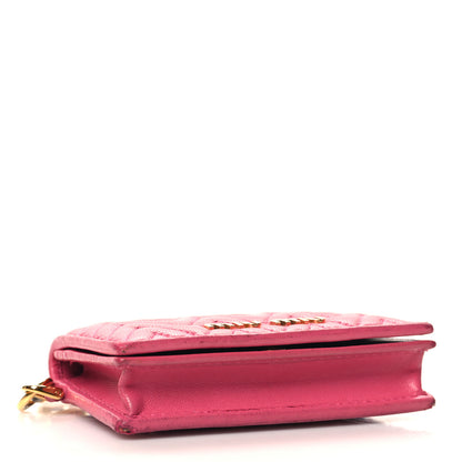 Miu Miu Nappa Impunture Flap Card Holder Key Ring Magenta 4 of 11