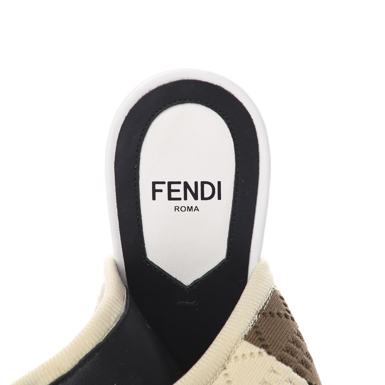 Fendi Stretch Fabric Stripe Cut Out Openwork Rockoko 105mm Sock Boots 36.5 Natural Brown 6 of 8