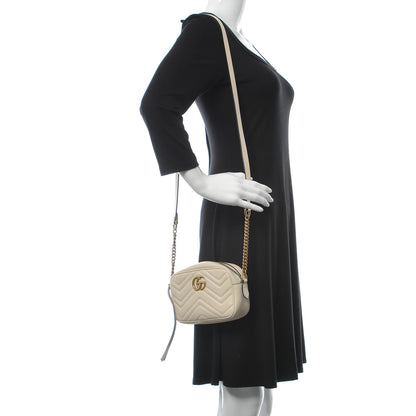 Gucci Calfskin Matelasse Mini GG Marmont Chain Shoulder Bag White 2 of 8
