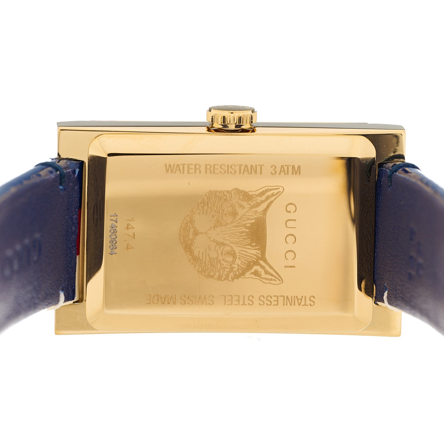 Gucci Stainless Steel Patent Mother of Pearl 21mm Web G-Frame Quartz Watch Blue 4 of 4