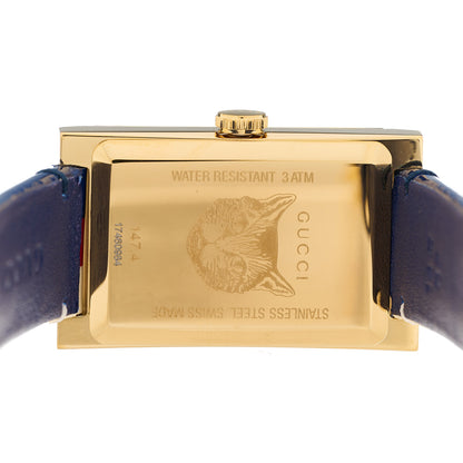 Gucci Stainless Steel Patent Mother of Pearl 21mm Web G-Frame Quartz Watch Blue 4 of 4