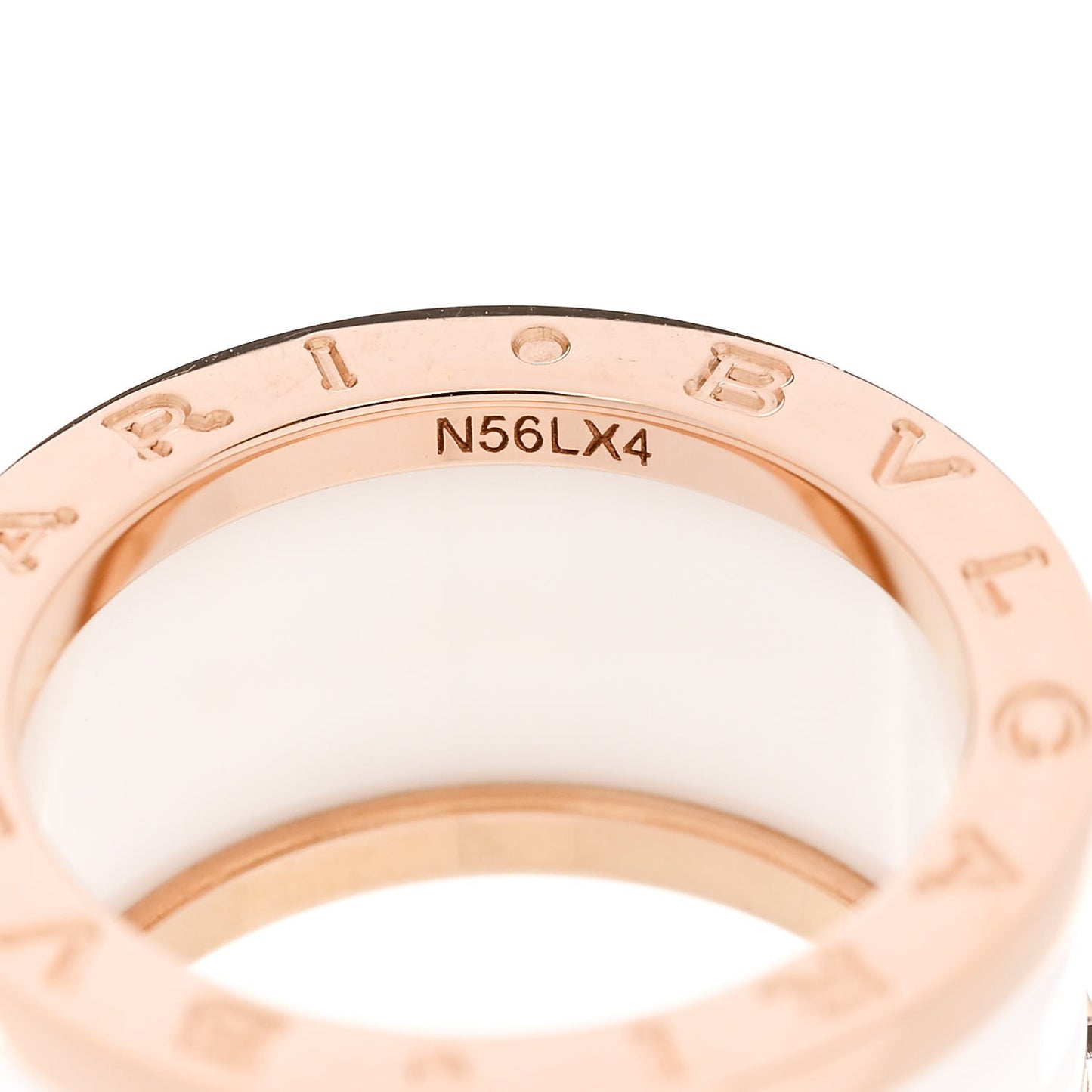 18K Rose Gold White Ceramic B.Zero1 Four-Band Ring 53 6.5