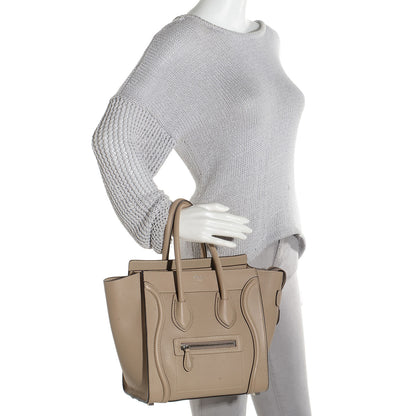 Celine Drummed Calfskin Micro Luggage Dune 2 of 9