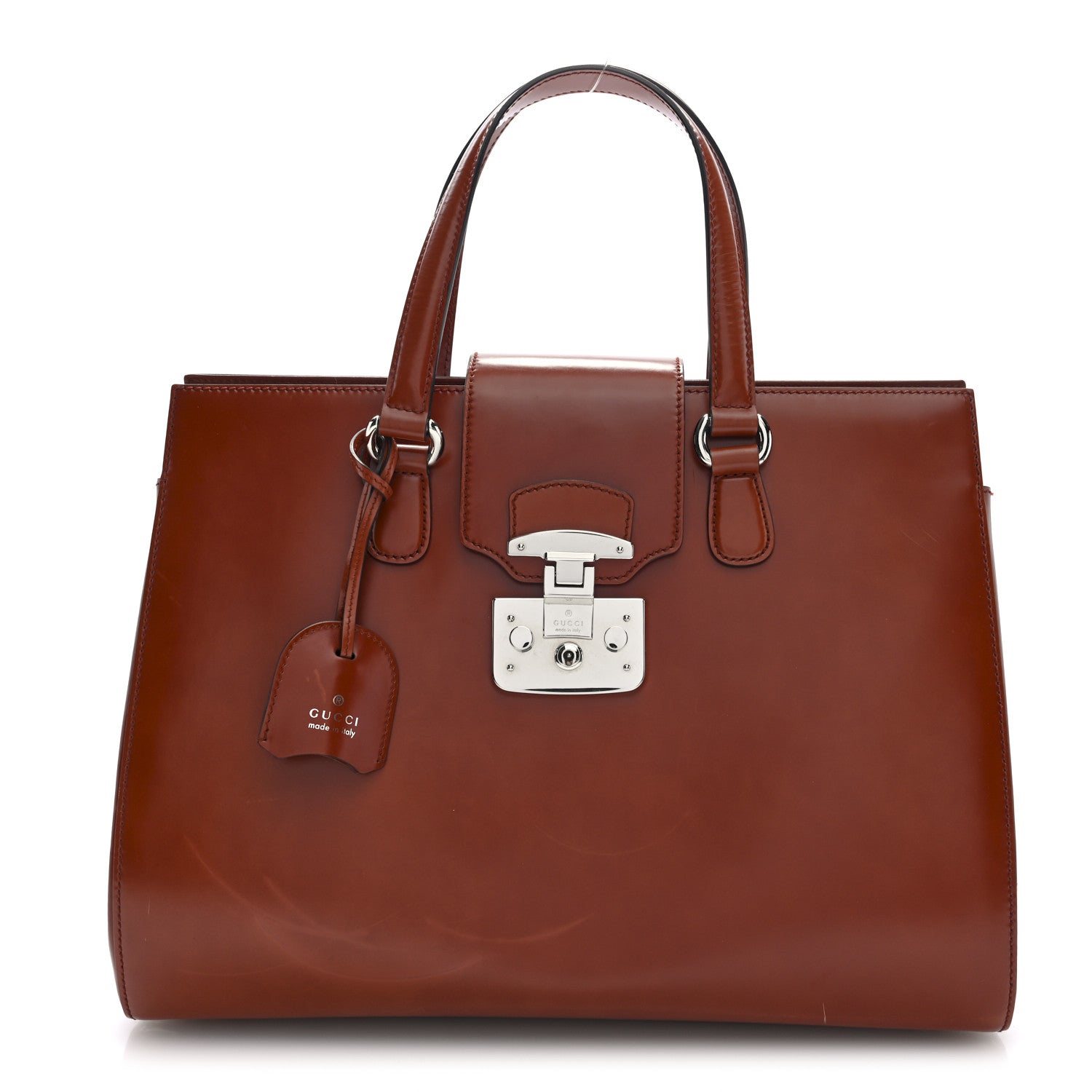 Gucci Regent Calfskin Large Lady Lock Flap Top Handle Bag Tan 1 of 10