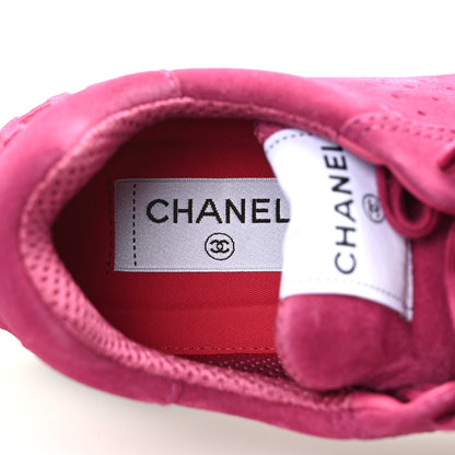 Chanel Suede Calfskin Logo Sneakers 39 Dark Pink 8 of 10