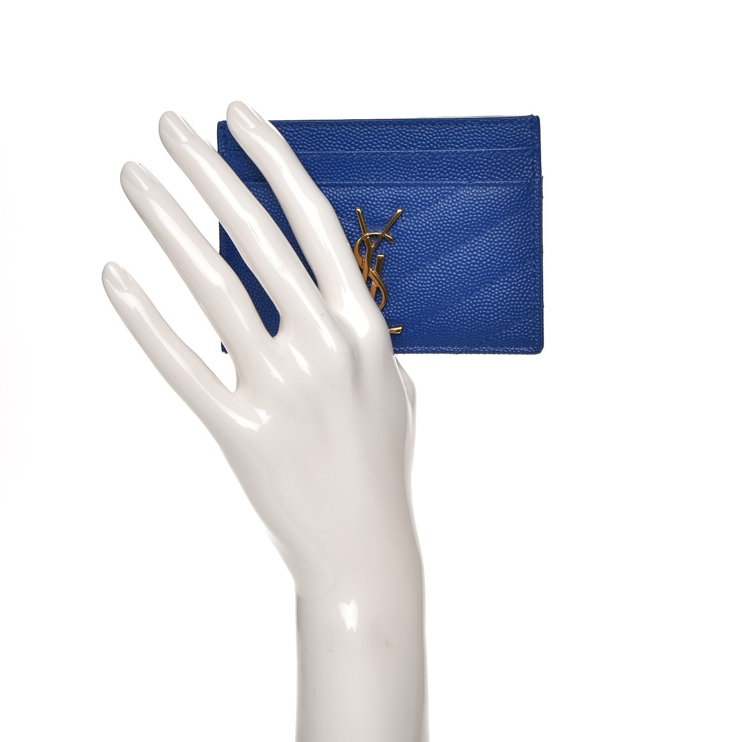 Grain De Poudre Matelasse Chevron Credit Monogram Card Case Blue Majorelle
