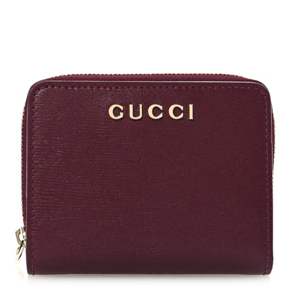 Gucci Textured Calfskin Script Logo Mini Wallet Rosso Ancora 1 of 12