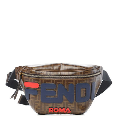 Fendi X FILA Glazed Fabric Vitello Century FF 1974 Mania Belt Bag Mogano Panna Blueberry 1 of 9