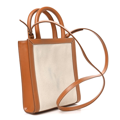 Celine Canvas Calfskin Mini Vertical Cabas Natural Tan 3 of 11