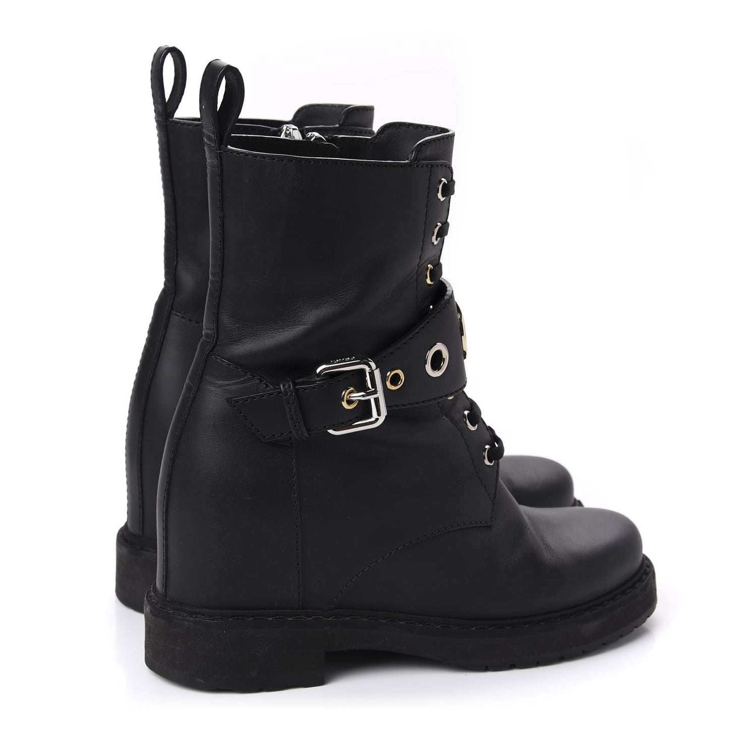 Calfskin Combat Boots 36.5 Black