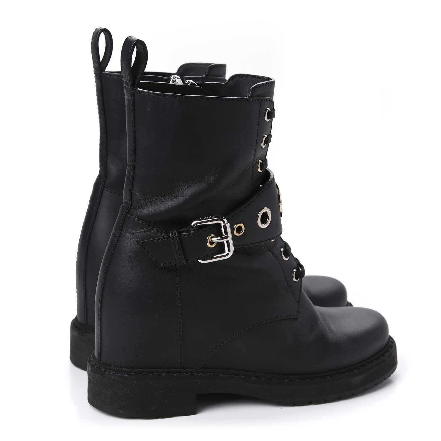 Fendi Calfskin Combat Boots 36.5 Black 4 of 10
