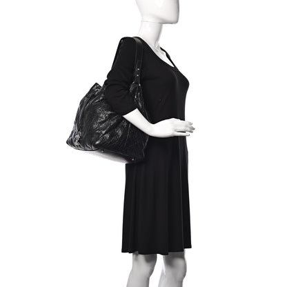 Chanel Glazed Calfskin On The Road Drawstring Tote Black 2 of 14