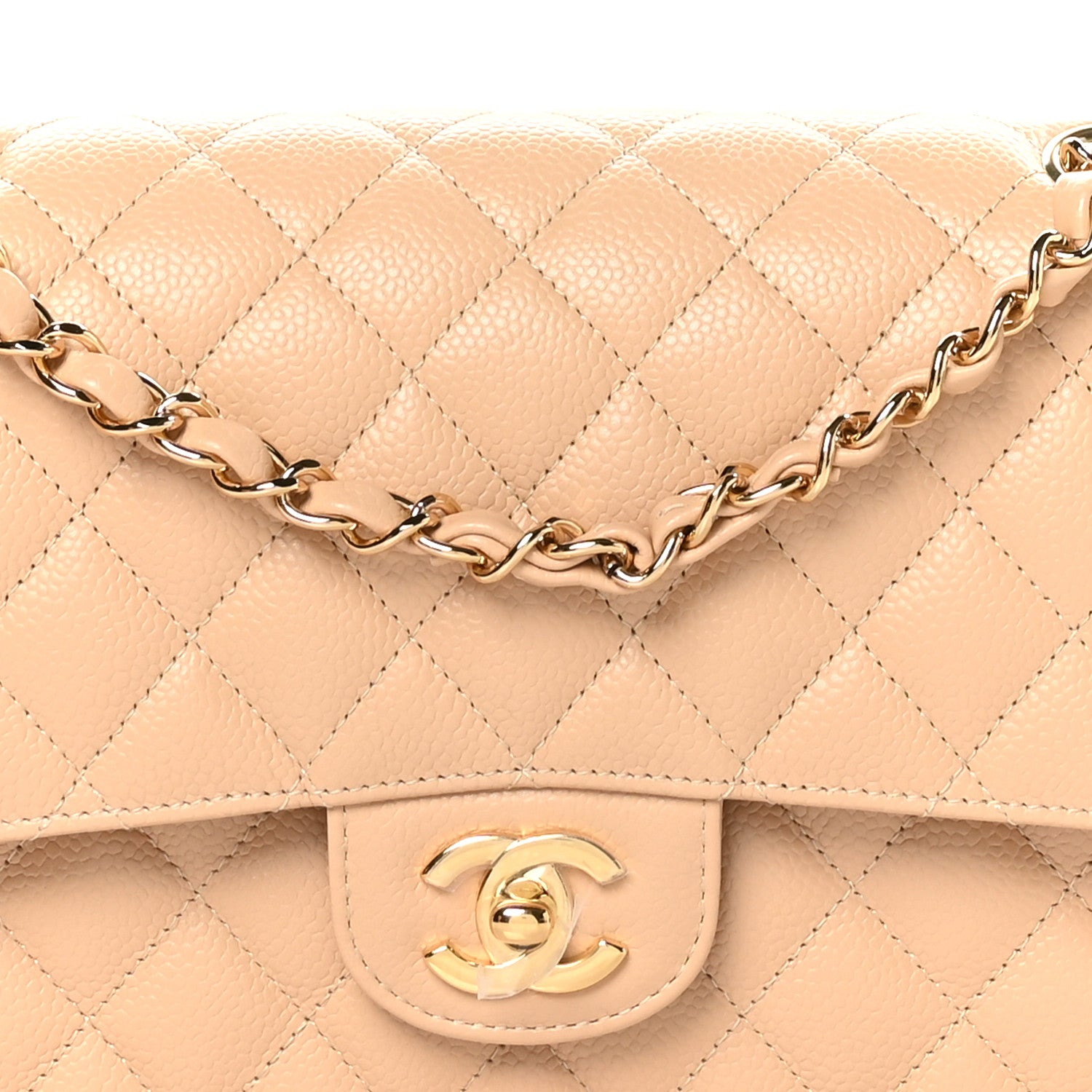 Chanel Caviar Quilted Medium Double Flap Beige 8 of 11