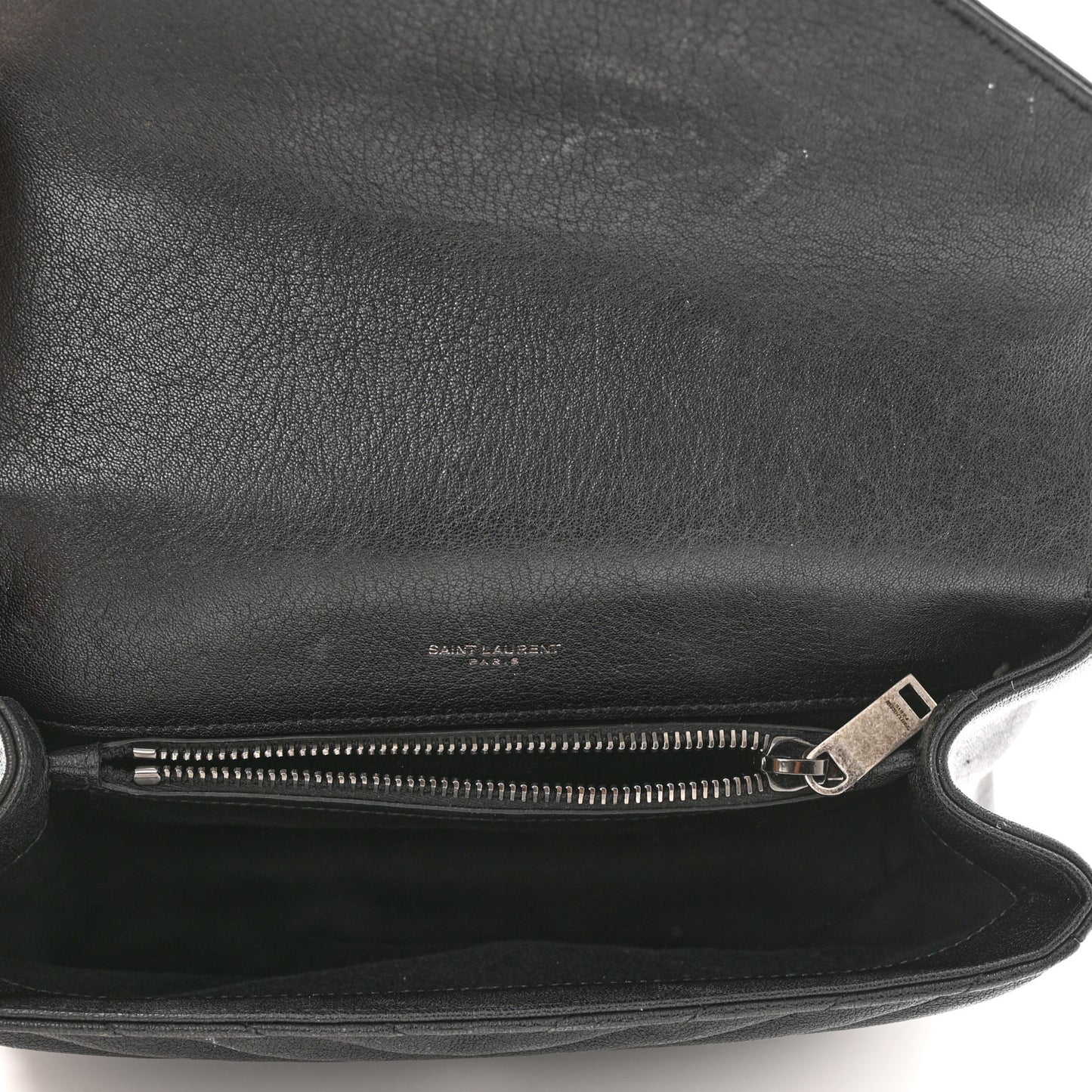 Sheepskin Matelasse Chevron Monogram Medium College Bag Black