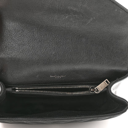 Saint Laurent Sheepskin Matelasse Chevron Monogram Medium College Bag Black 5 of 13