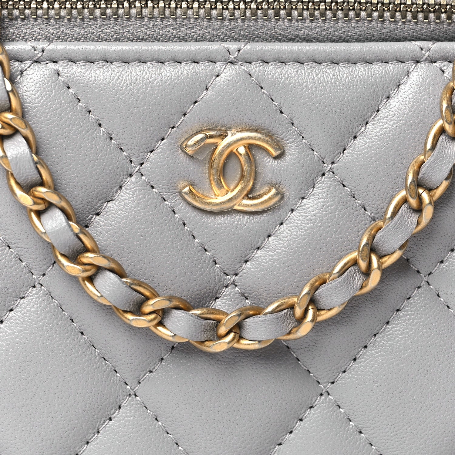 Chanel Lambskin Quilted Small Pearl Crush Vanity Case With Chain Grey 8 of 11