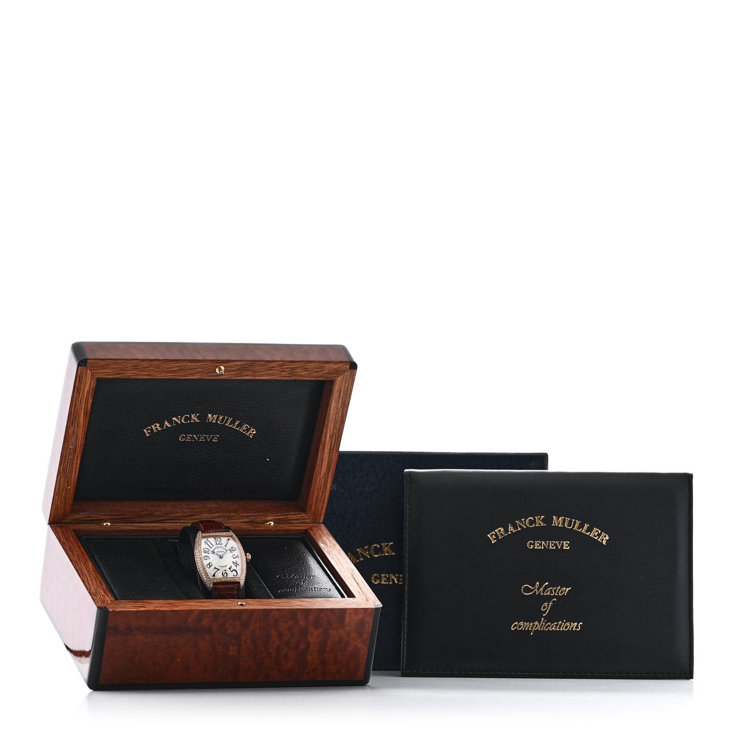 18K Yellow Gold Alligator Diamond Bezel 29mm Cintree Curvex Quartz Watch 7502QZD