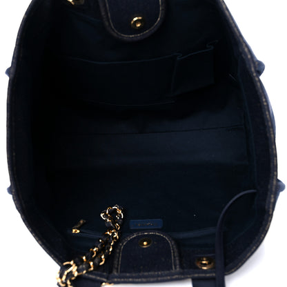Chanel Lurex Canvas Medium Deauville Tote Navy Blue Gold 4 of 10