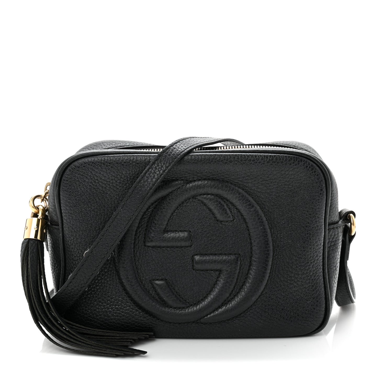 Pebbled Calfskin Small Soho Disco Bag Black