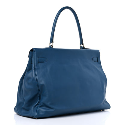 Hermes Veau Sikkim Kelly Relax 50 Bleu Thalassa 3 of 17