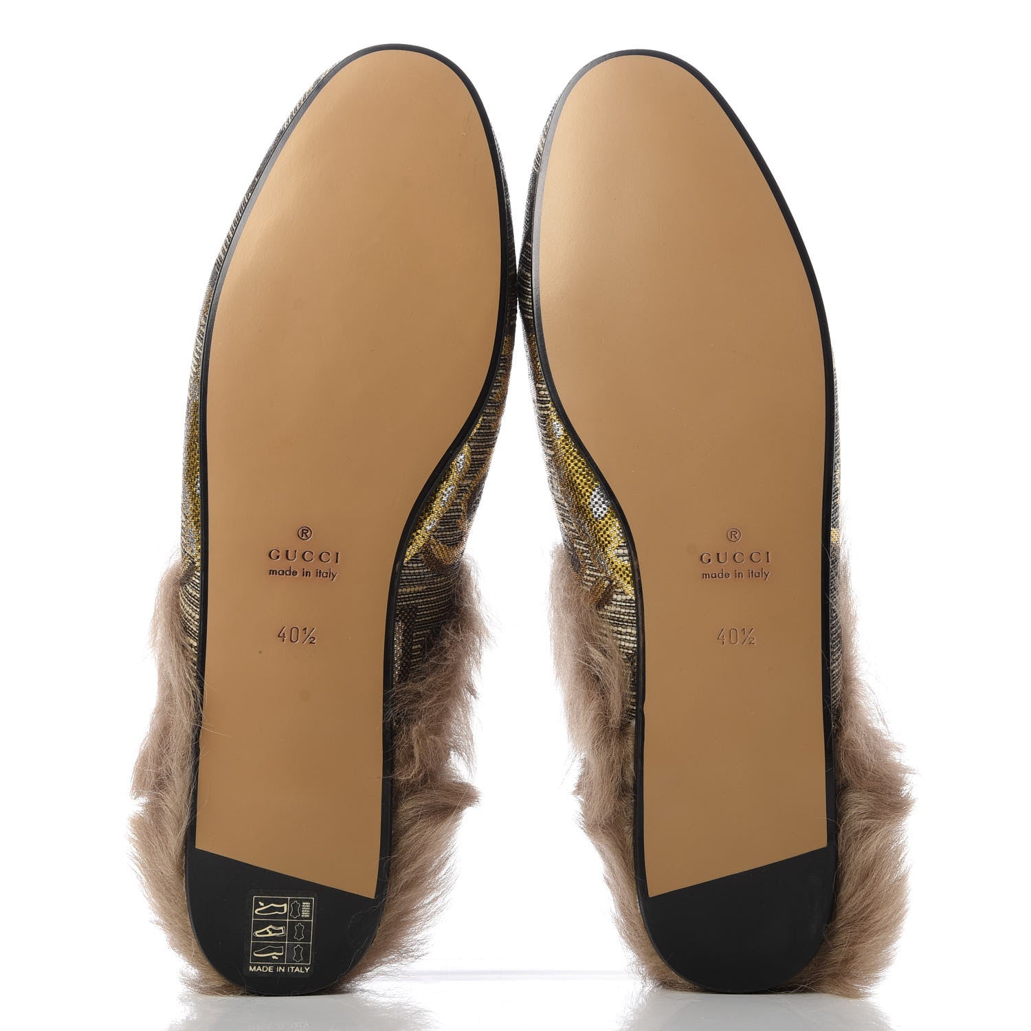 Gucci Brocade Fur Womens Princetown Slippers 40.5 Brown 5 of 9