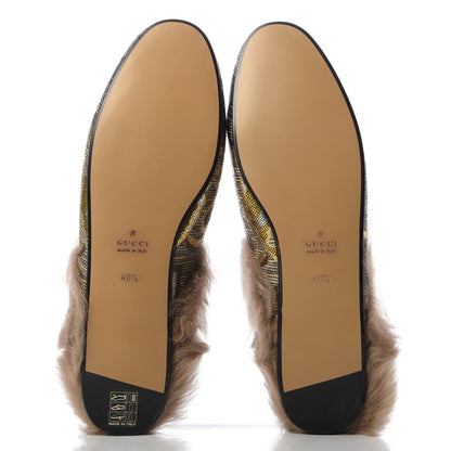 Gucci Brocade Fur Womens Princetown Slippers 40.5 Brown 5 of 9