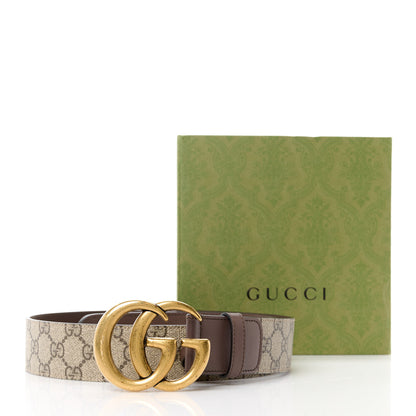 Gucci GG Supreme Monogram Matte Plutone Calfskin Double G 40mm Belt 90 36 Beige Ebony New Acero 5 of 5