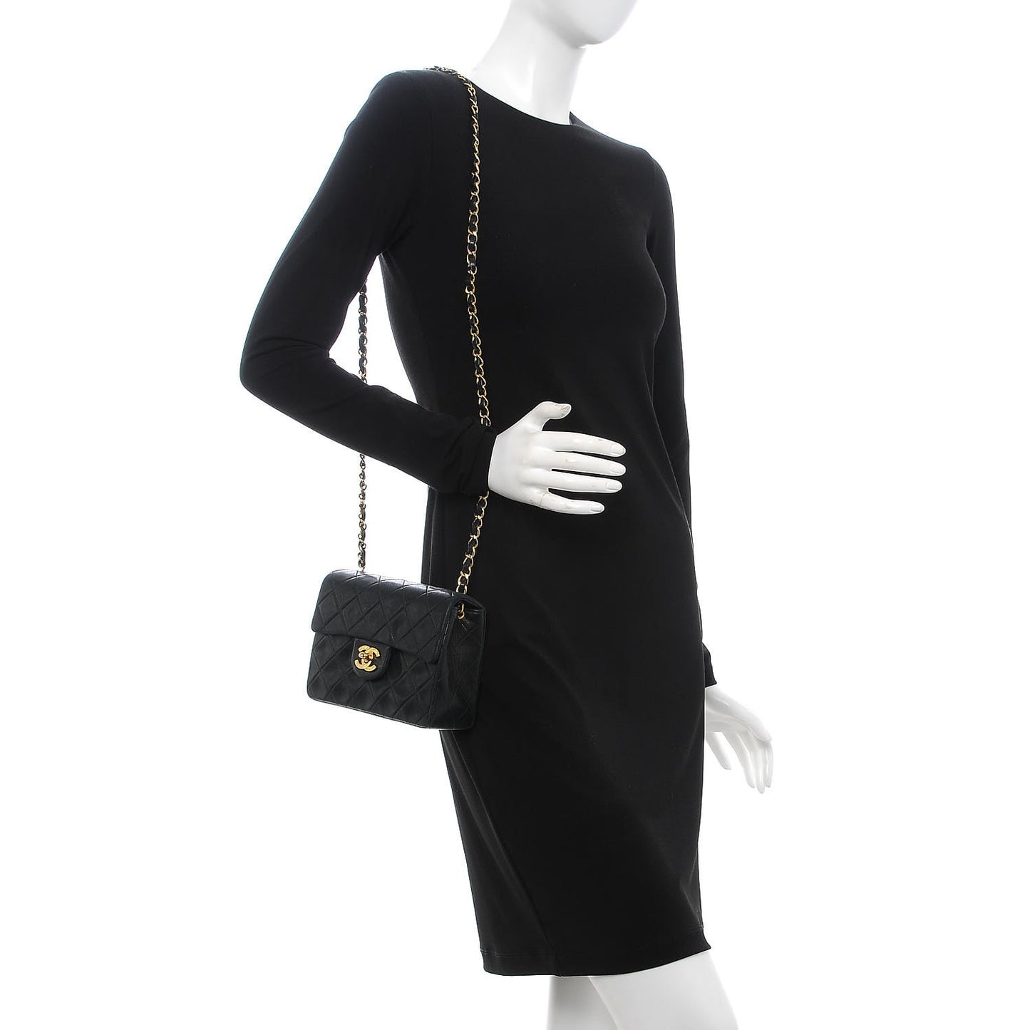 Lambskin Quilted Mini Square Flap Black