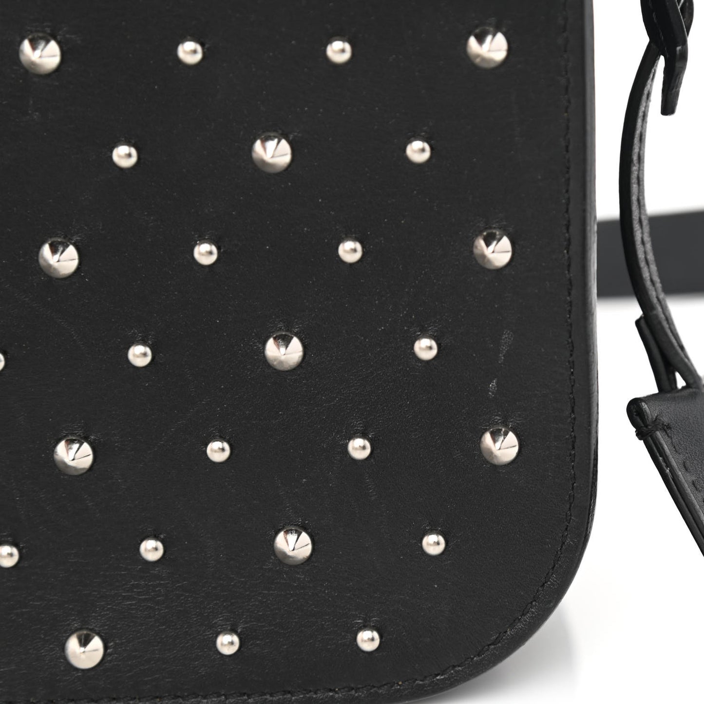 Calfskin Studded Small Padlock Crossbody Bag Black
