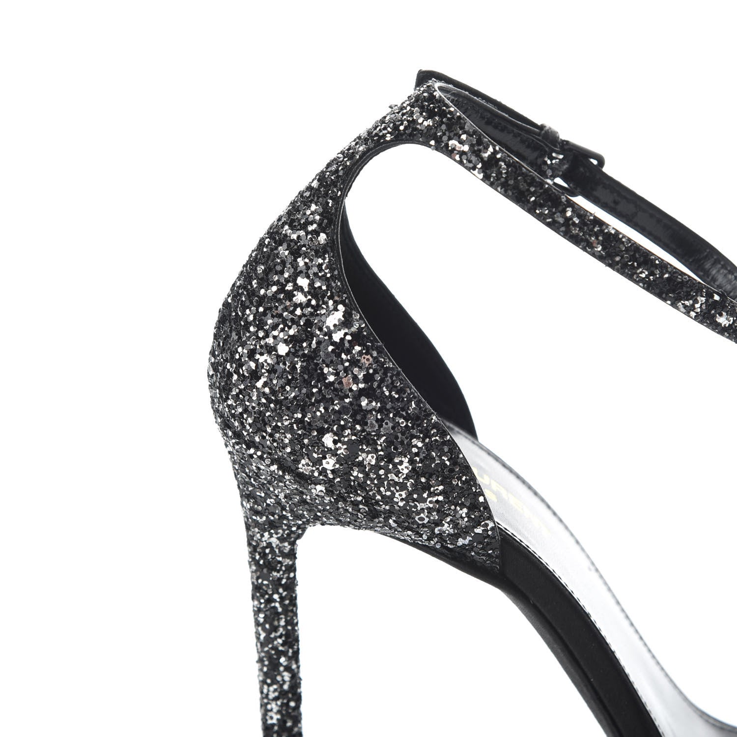 Saint Laurent Glitter Amber 105 Ankle Strap Sandals 39 Black 10 of 14