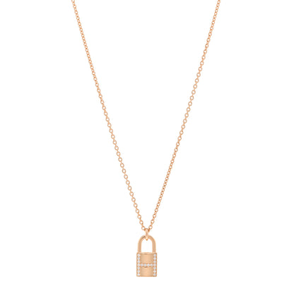 Hermes 18K Rose Gold Diamond Amulettes Cadenas Pendant Necklace 1 of 5