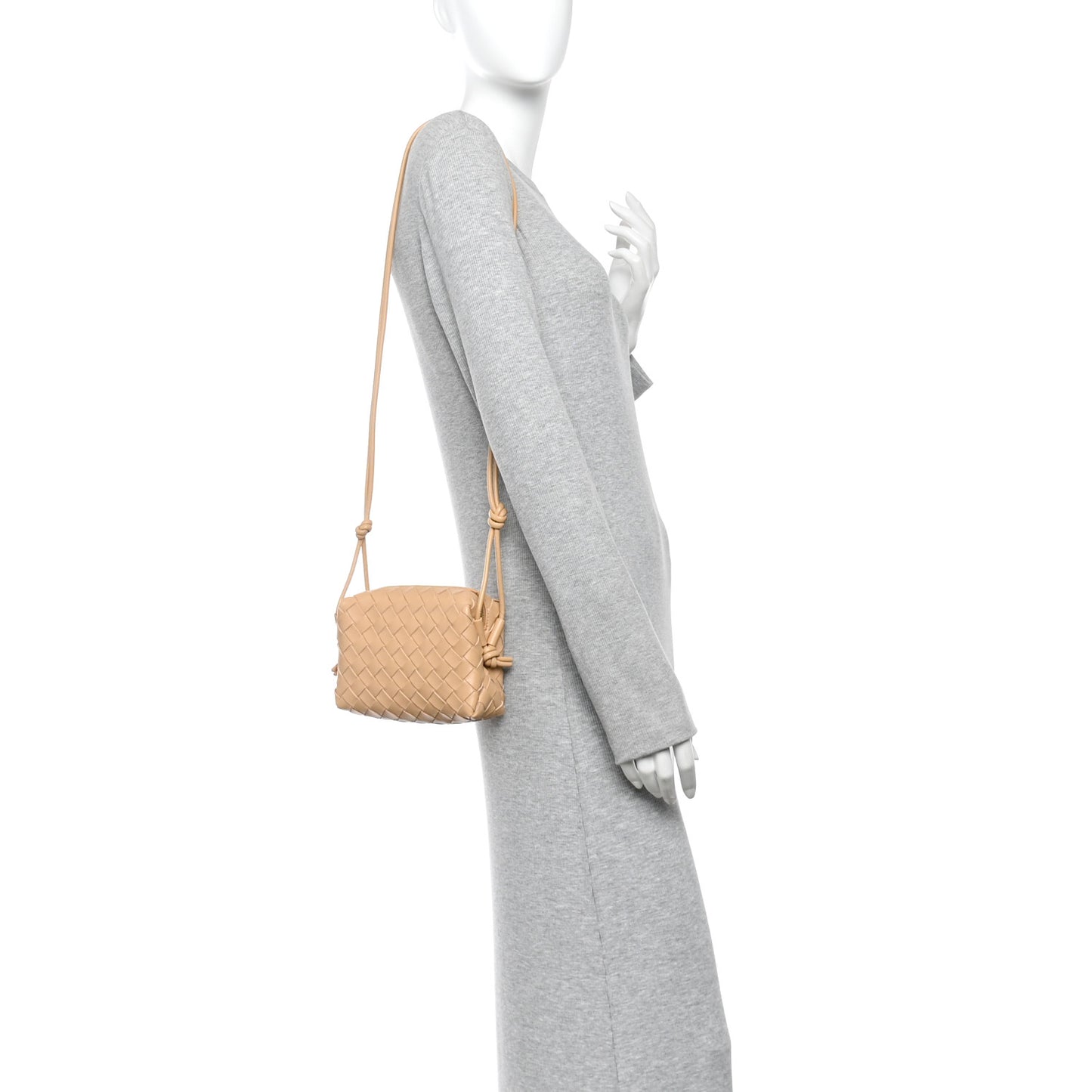 Nappa Intrecciato Mini Loop Camera Bag Almond