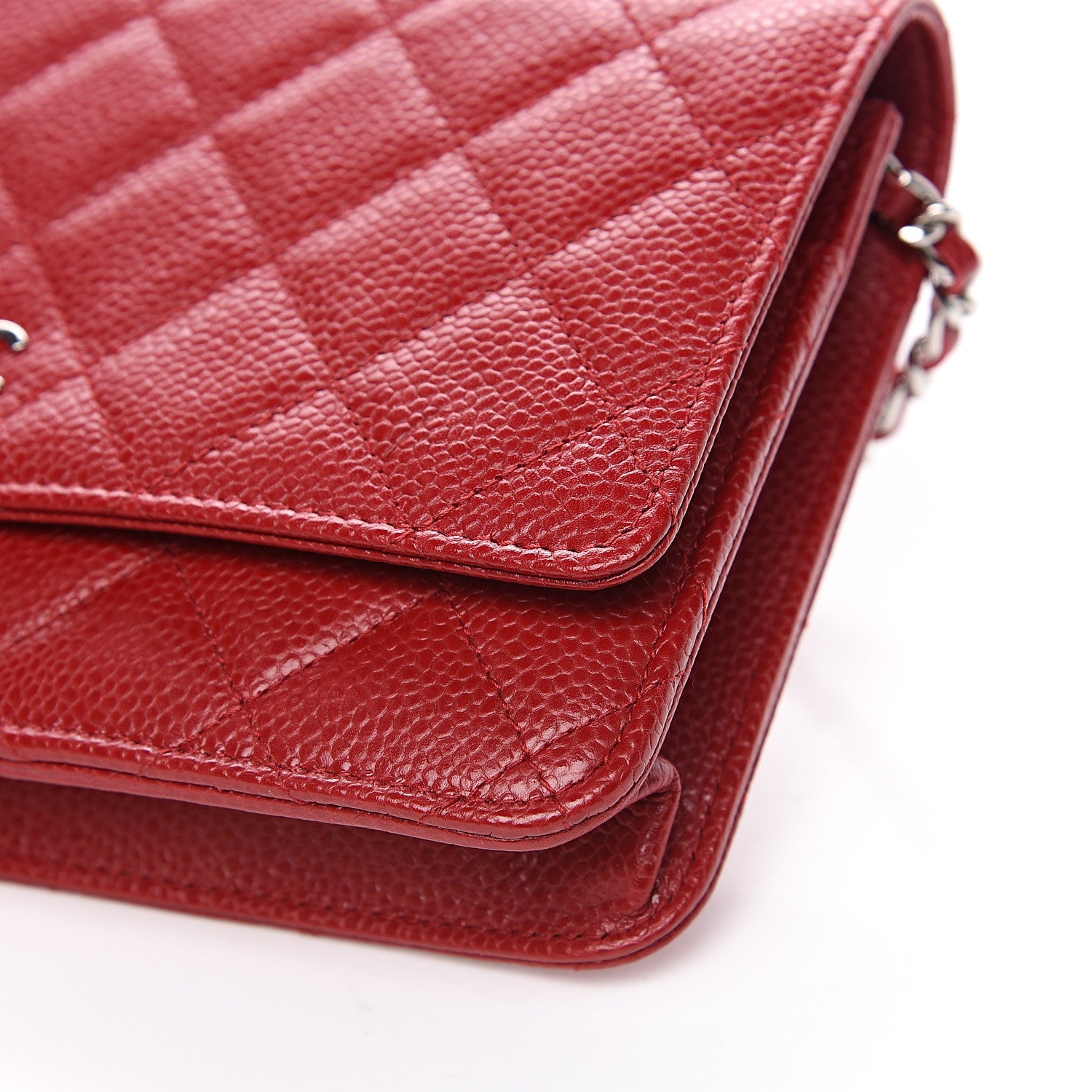 Chanel Caviar Quilted Wallet On Chain WOC Dark Red 8 of 9