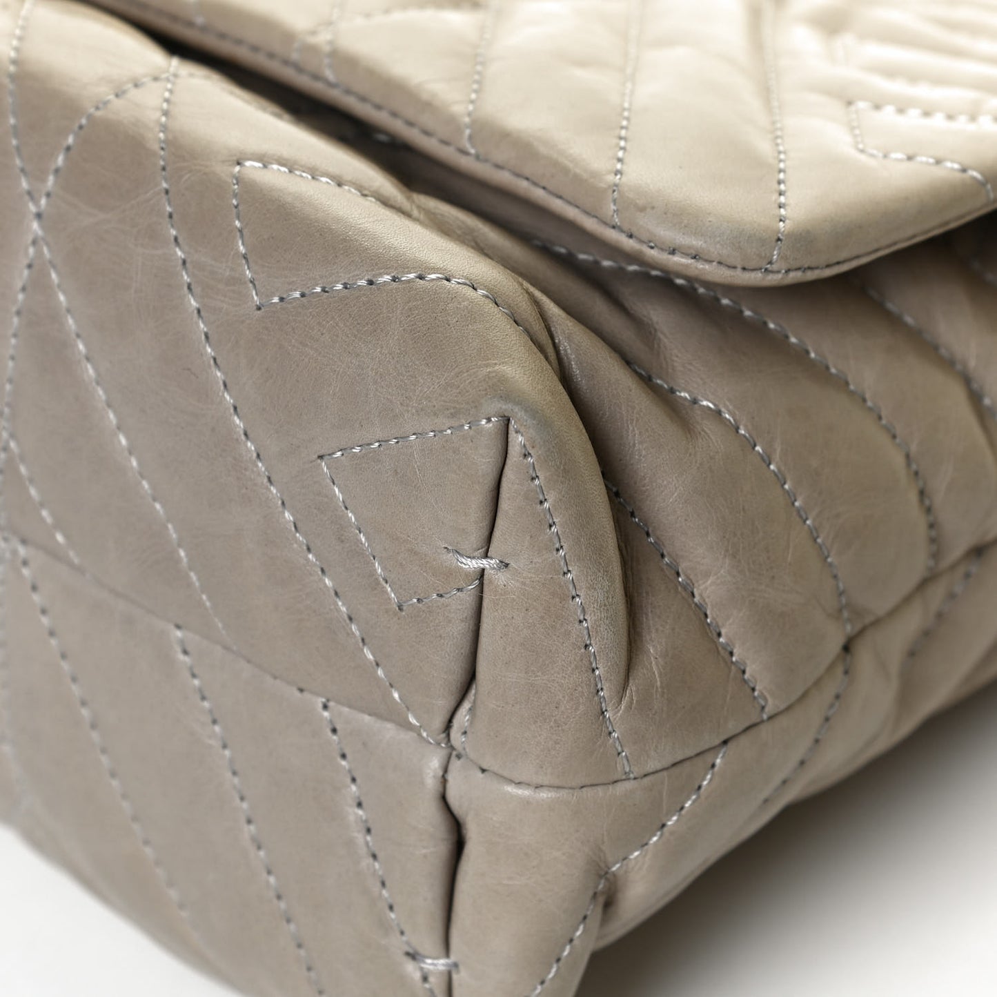 Lambskin Quilted Large Happy Shoulder Bag Taupe