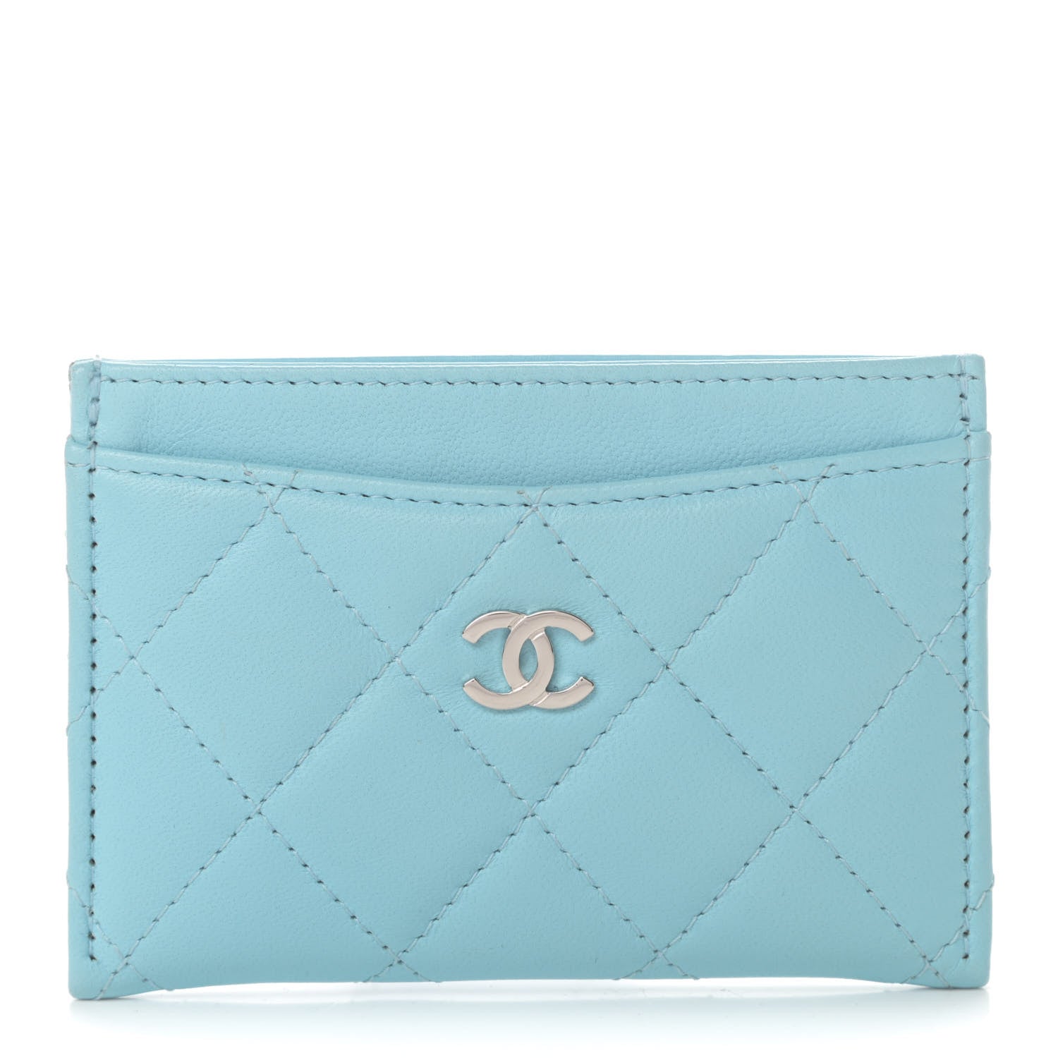 Chanel Lambskin Quilted Card Holder Blue 1 of 8