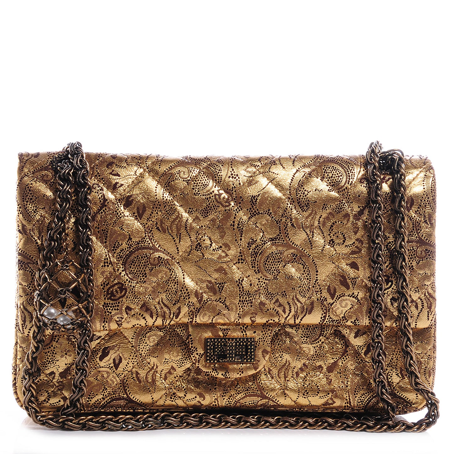 Buffalo Leather Hand Painted Lace 2.55 Reissue 226 Flap Gold