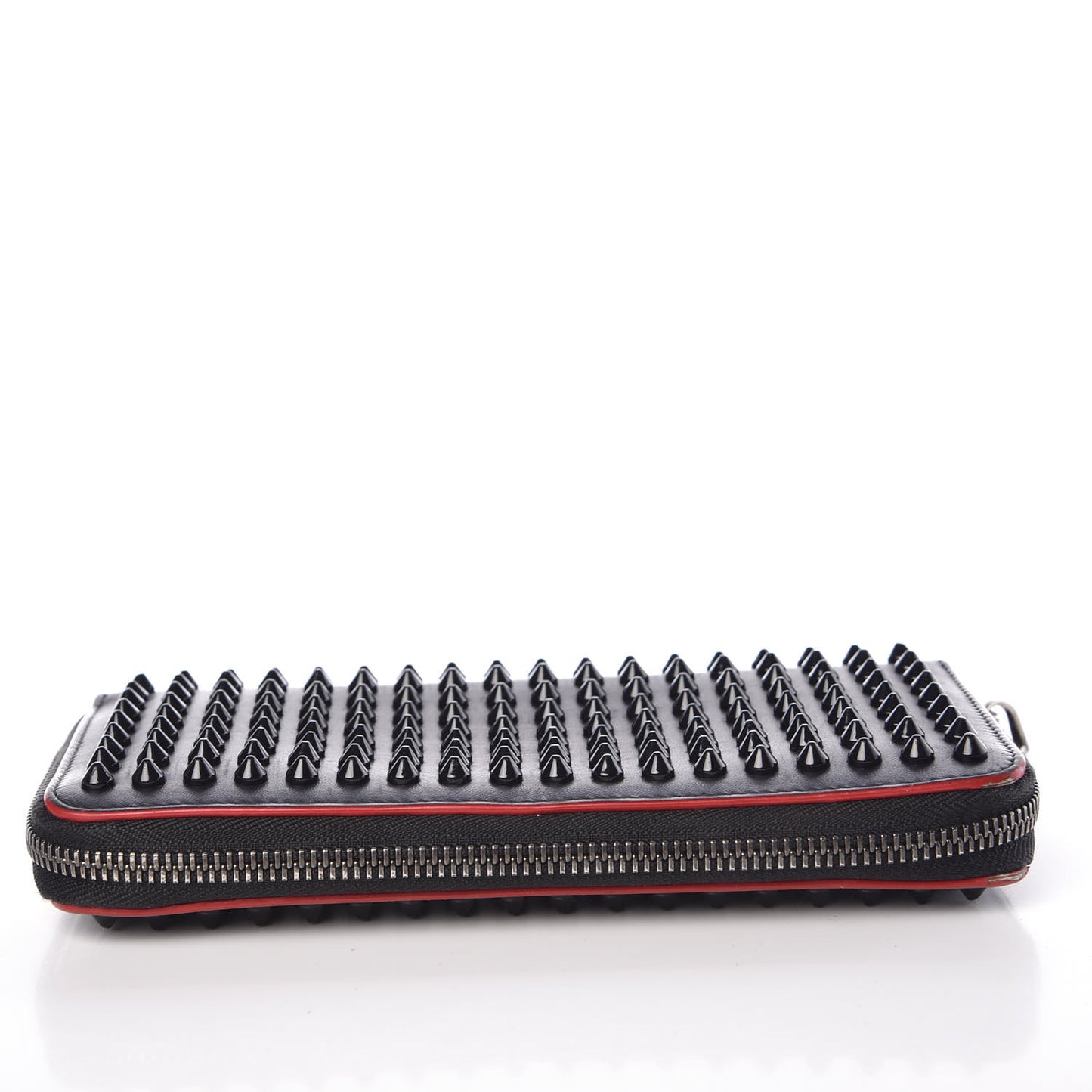 Calfskin Panettone Spiked Zip Around Wallet Black