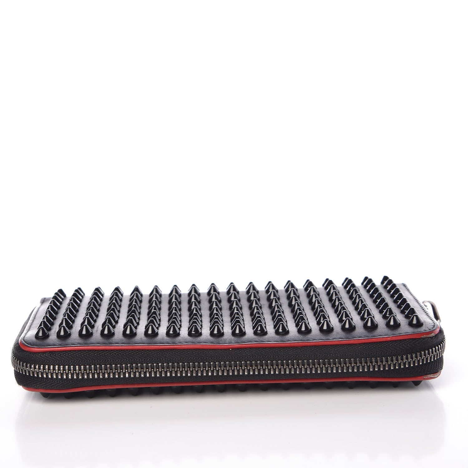 Christian Louboutin Calfskin Panettone Spiked Zip Around Wallet Black 11 of 15
