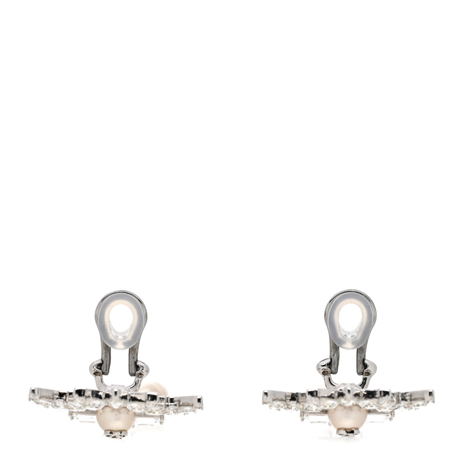 Gucci Crystal Pearl Interlocking G Drop Clip On Earrings 3 of 5
